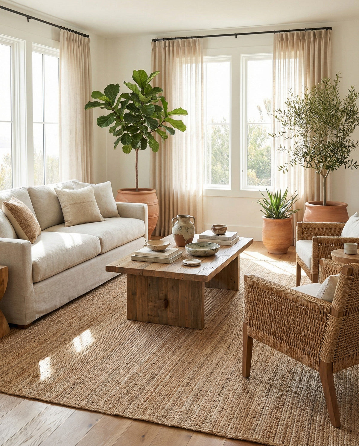 Woven Seaside Jute Collection Area Rug - Savannah (Natural) Square Natural  lifestyle 71