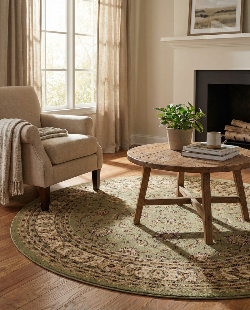 Jaipur Elegance Collection Area Rug -  Nahargarh (Green) Round Green  lifestyle 37