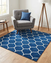 Trellis Mosaic Collection Area Rug -  Pergolatown (Navy Blue) Square Navy Blue  lifestyle 89