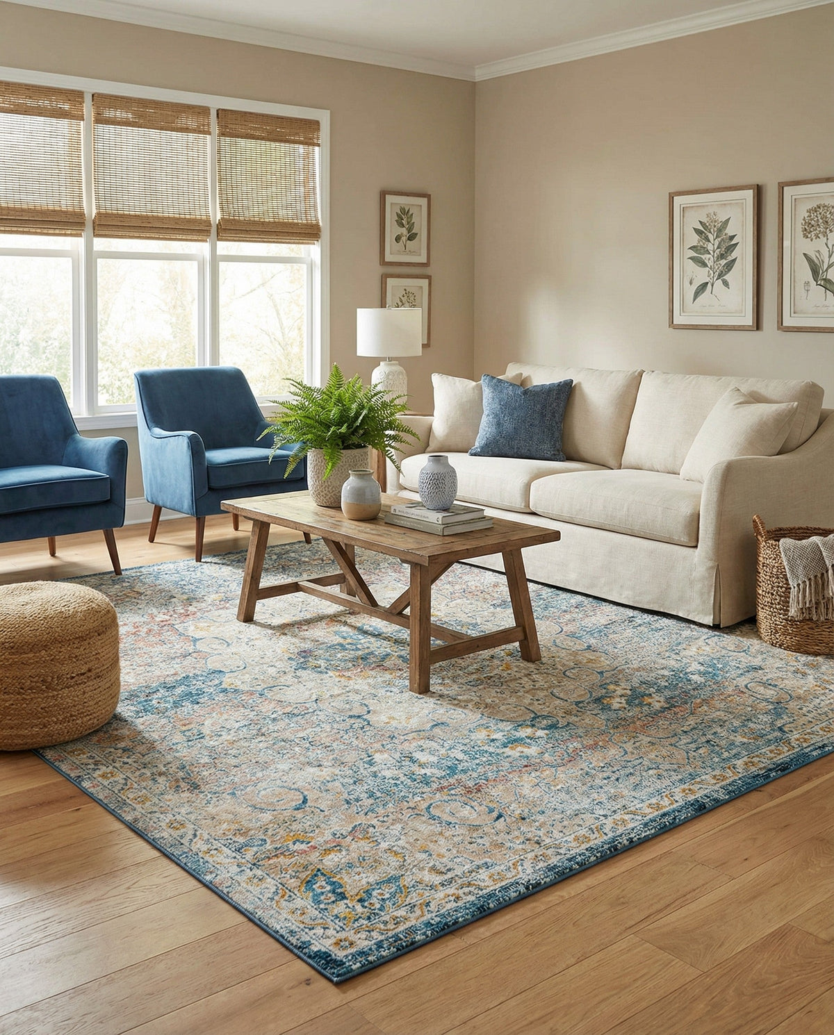 Coastal Haven Collection Area Rug - Seabreeze (Multi) Square Multi  lifestyle 100