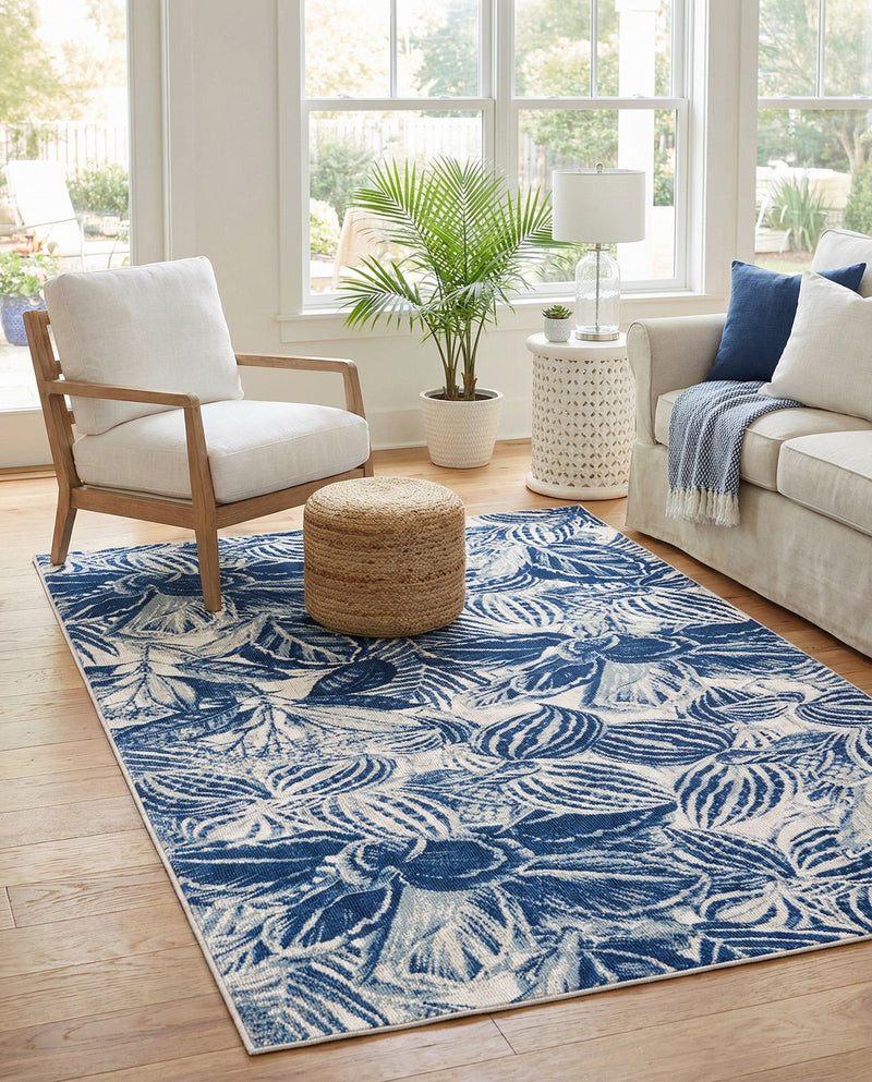 Meadow Breeze Collection Area Rug -  Bluebell Rectangle Navy Blue  lifestyle 25