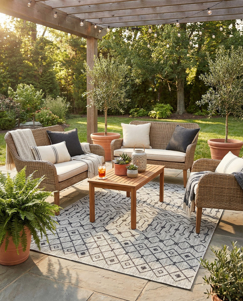 Savannah Pergola Collection Area Rug -  Pergola (Gray) Rectangle Gray  lifestyle 10
