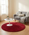 Plush Oasis Collection Area Rug - Serenity (Cherry Red) Round Cherry Red  lifestyle 38