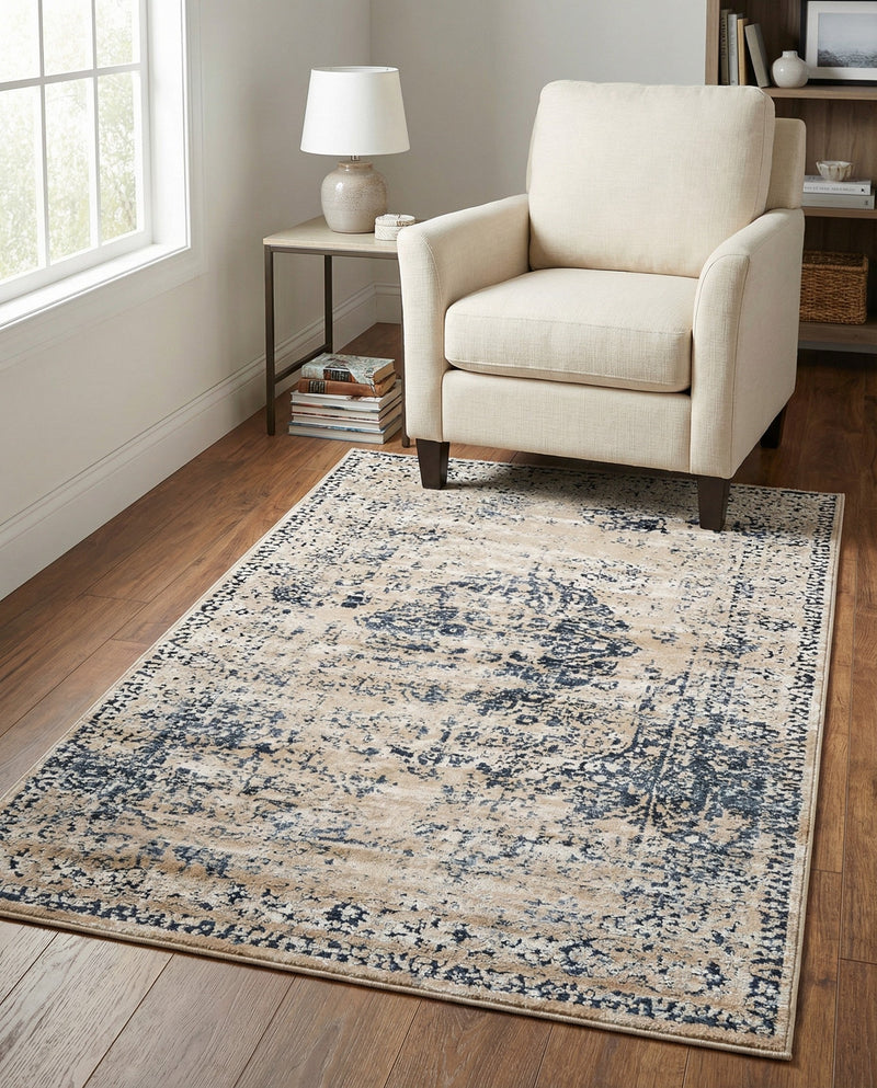 Coastal Manor Collection Area Rug -  Dunes Rectangle Dark Blue  lifestyle 24