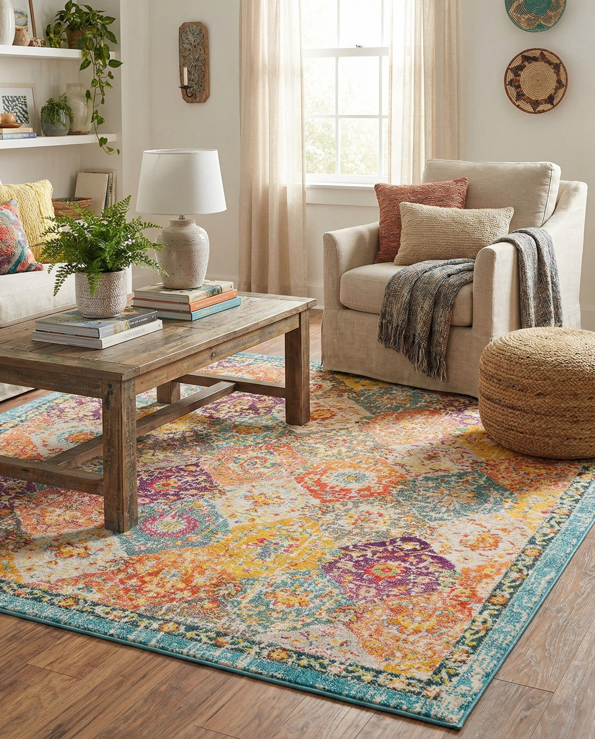 Brighton Terrace Collection Area Rug -  Rottingdean (Multi) Square Multi  lifestyle 104