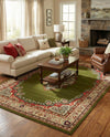 Tabriz Tapestry Collection Area Rug - Azerbaijan (Green) Rectangle Green  lifestyle 9