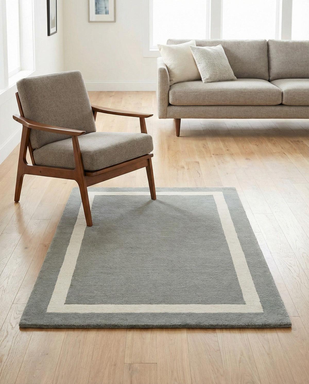 Savannah Borders Wool Collection Area Rug - Chatham Rectangle Earl Gray  lifestyle 56