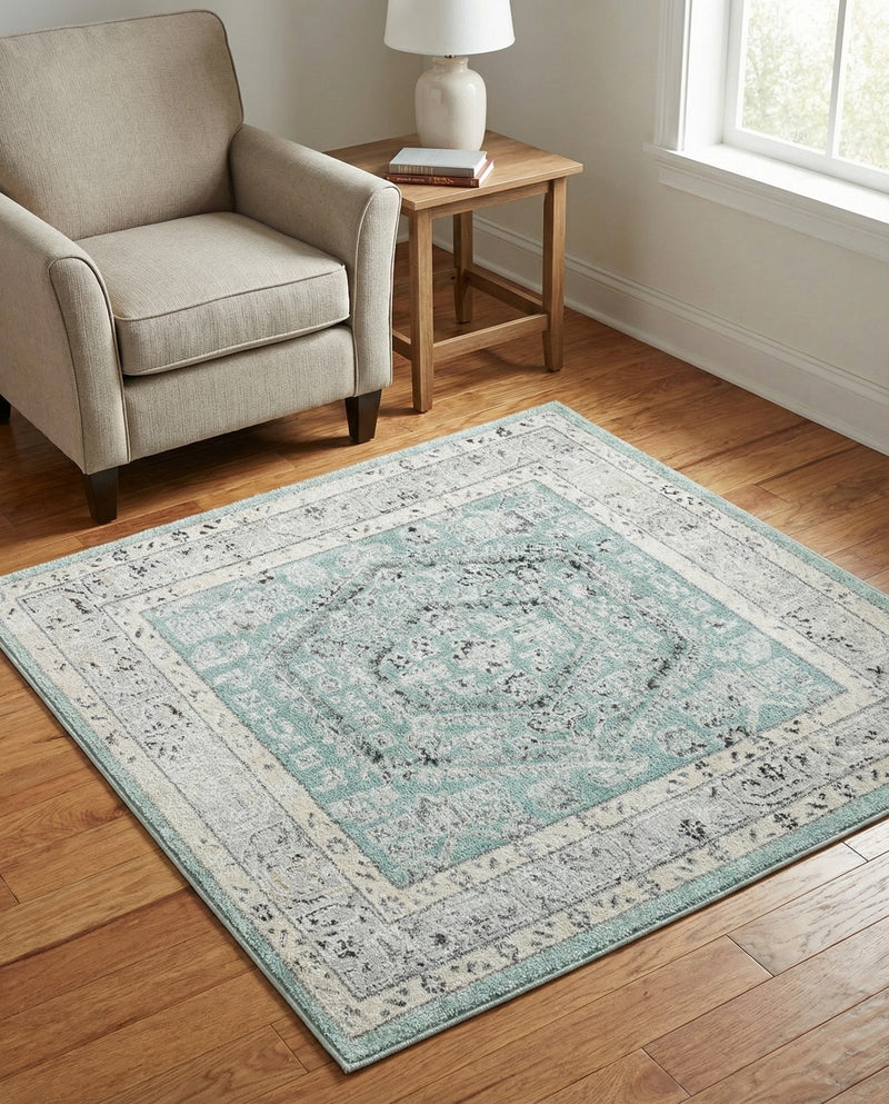 Adriana Terrace Collection Area Rug - Capri (Aqua) Square Aqua  lifestyle 57