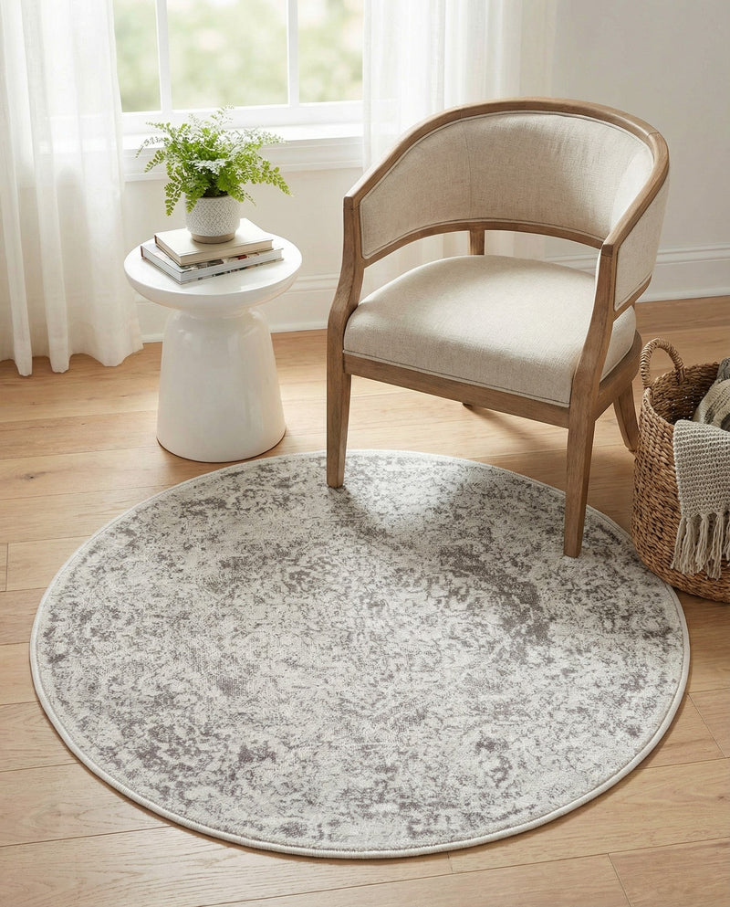 Cambridge Classics Collection Area Rug -  Magdalene (Gray) Round Gray  lifestyle 69