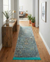 Caribbean Breeze Collection Area Rug -  Martinique Runner Turquoise  lifestyle 61