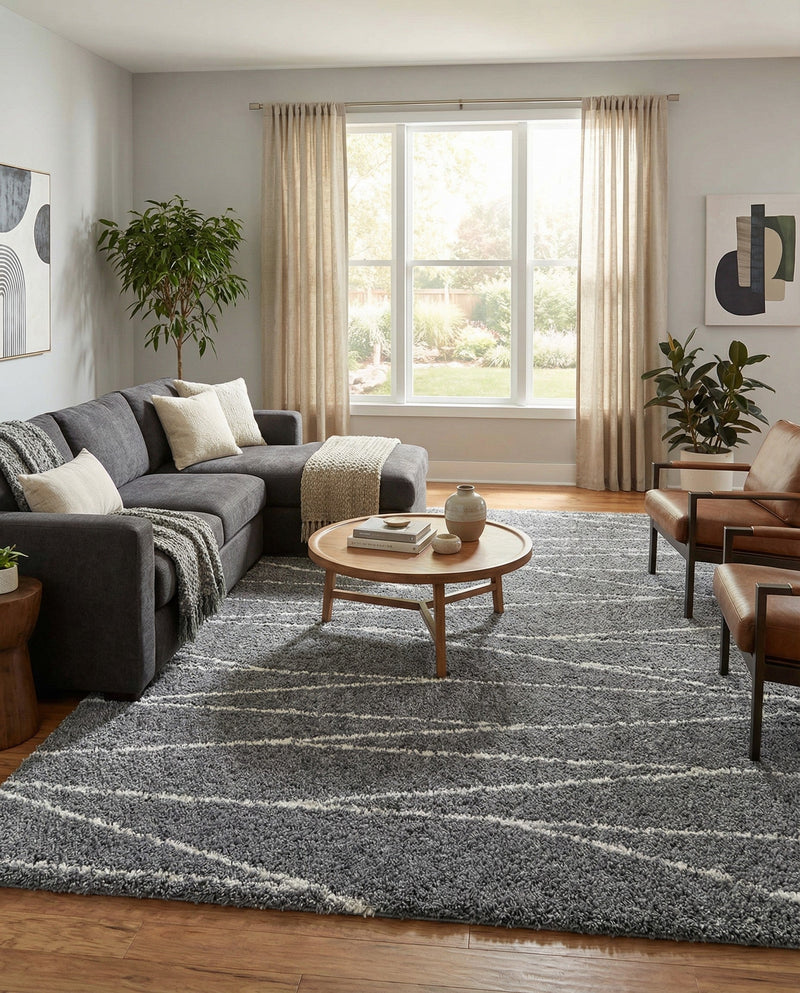 Tranquil Tides Shag Collection Area Rug -  Frost Rectangle Gray  lifestyle 28