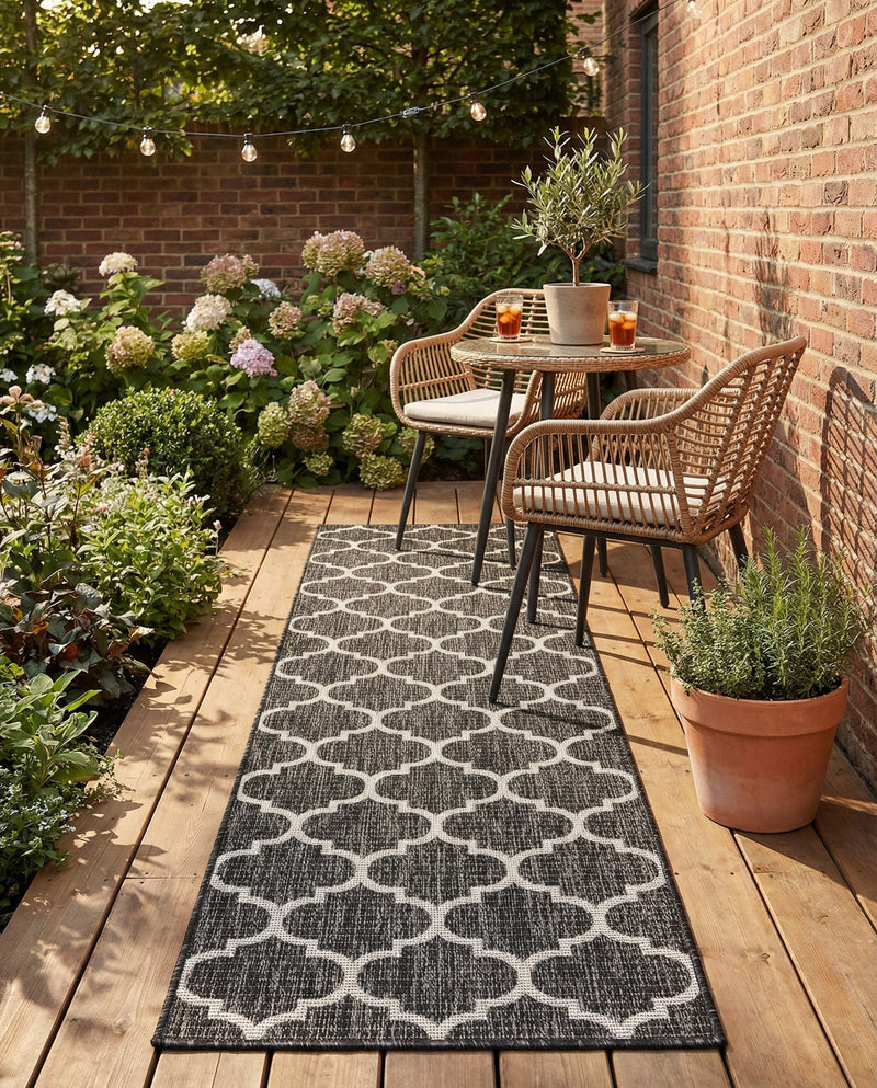 Savannah Pergola Collection Area Rug - Arbor (Black) Runner Black  lifestyle 55