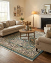 Persian Elegance Collection Area Rug -  Kerman (Blue) Square Blue  lifestyle 46