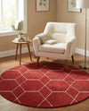 Trellis Mosaic Collection Area Rug - Arborville (Red) Round Red  lifestyle 39