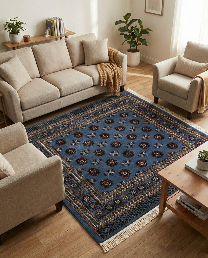 Samarkand Elegance Collection Area Rug -  Margilan (Blue) Square Blue  lifestyle 42