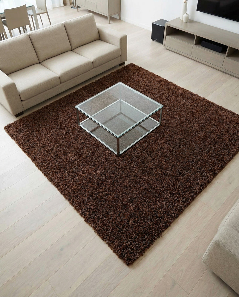 Plush Oasis Collection Area Rug - Serenity (Chocolate Brown) Square Chocolate Brown  lifestyle 47