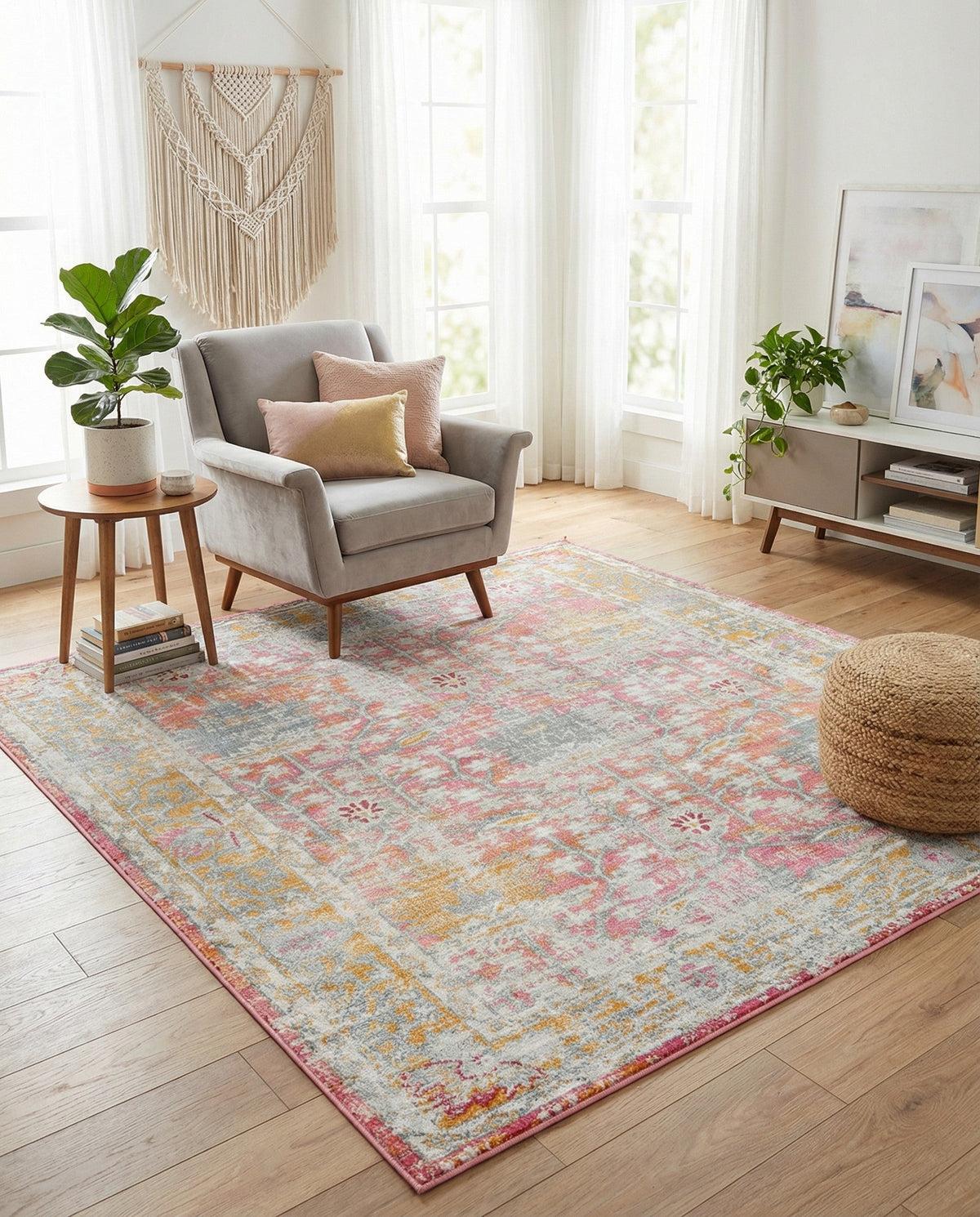 Arcadia Rugs Collection Area Rug -  Olympus Square Pink  lifestyle 82