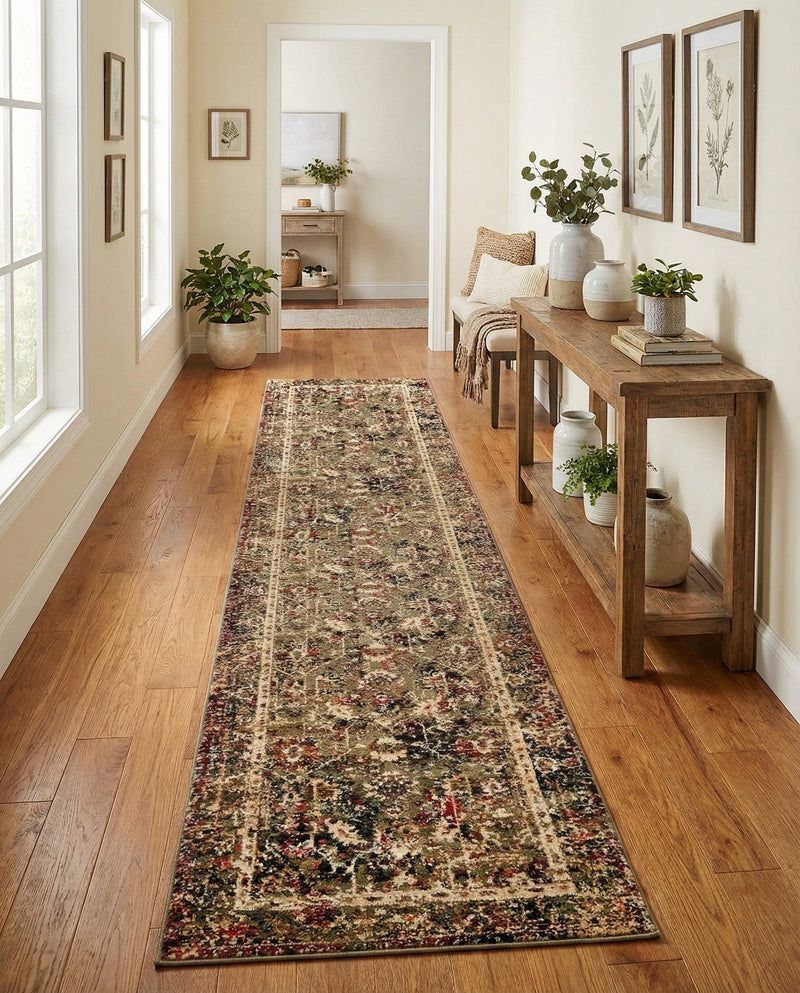 Neptune Elegance Collection Area Rug -  Galatea (Green) Runner Green  lifestyle 75