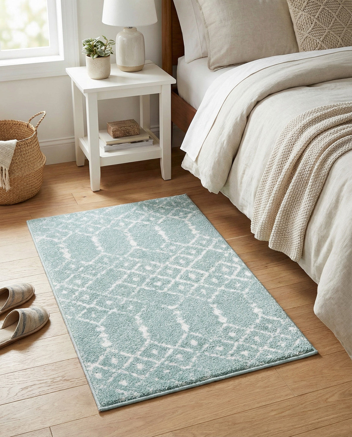 Marrakesh Lattice Collection Area Rug - Casablanca (Aqua) Rectangle Aqua  lifestyle 21