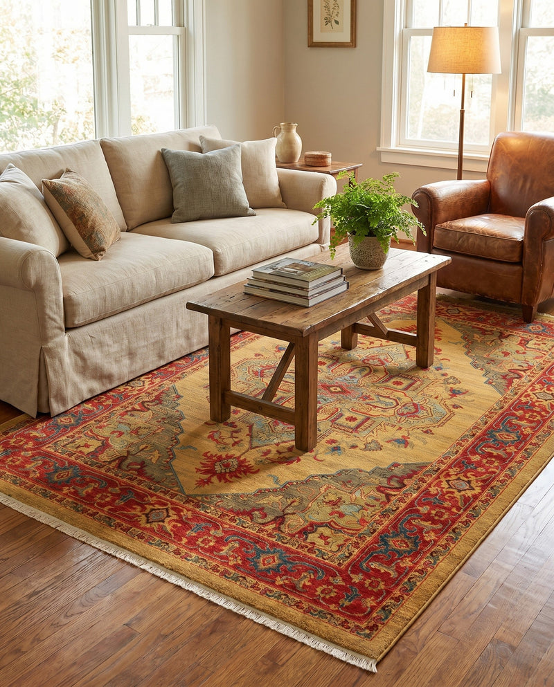 Persian Elegance Collection Area Rug -  Golestan Rectangle Tan  lifestyle 43