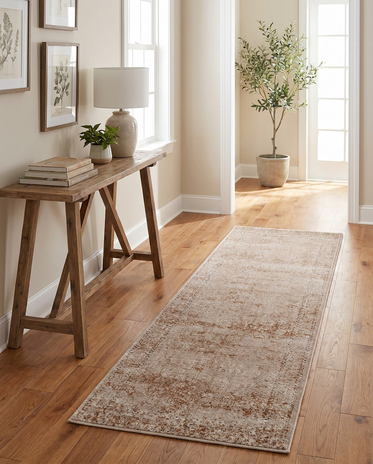 Coastal Manor Collection Area Rug -  Marina Runner Beige  lifestyle 144