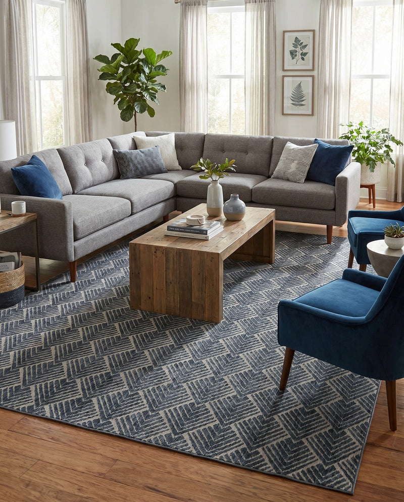 Geo Garden Lattice Collection Area Rug -  Casablanca Rectangle Harbor Blue  lifestyle 40