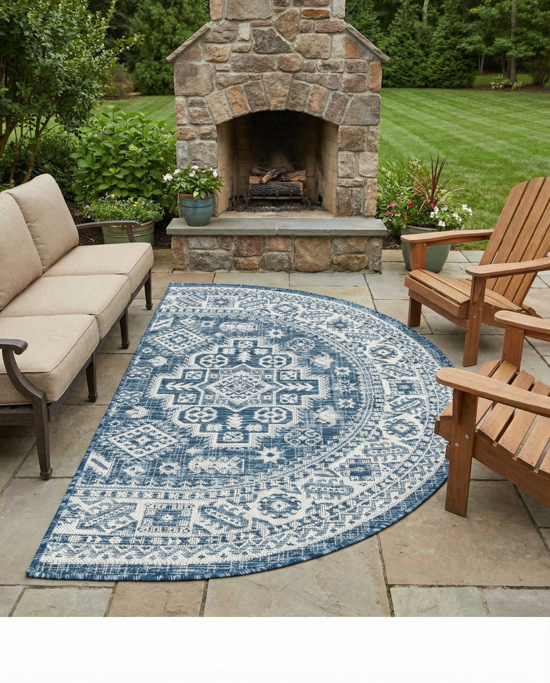 Tribal Terrace Treasures Collection Area Rug -  Incan Isle (Blue) Hearth Blue  lifestyle 53