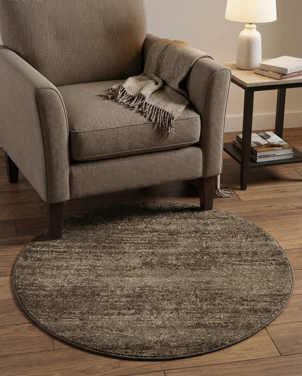 Studio Haven Collection Area Rug -  Gallery (Brown) Round Brown  lifestyle 97