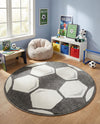 Wonder Tykes Collection Area Rug -  Mirth Round Black and White  lifestyle 20