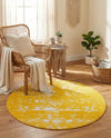 Brighton Stripes Collection Area Rug - Sussex (Yellow) Round Yellow  lifestyle 38