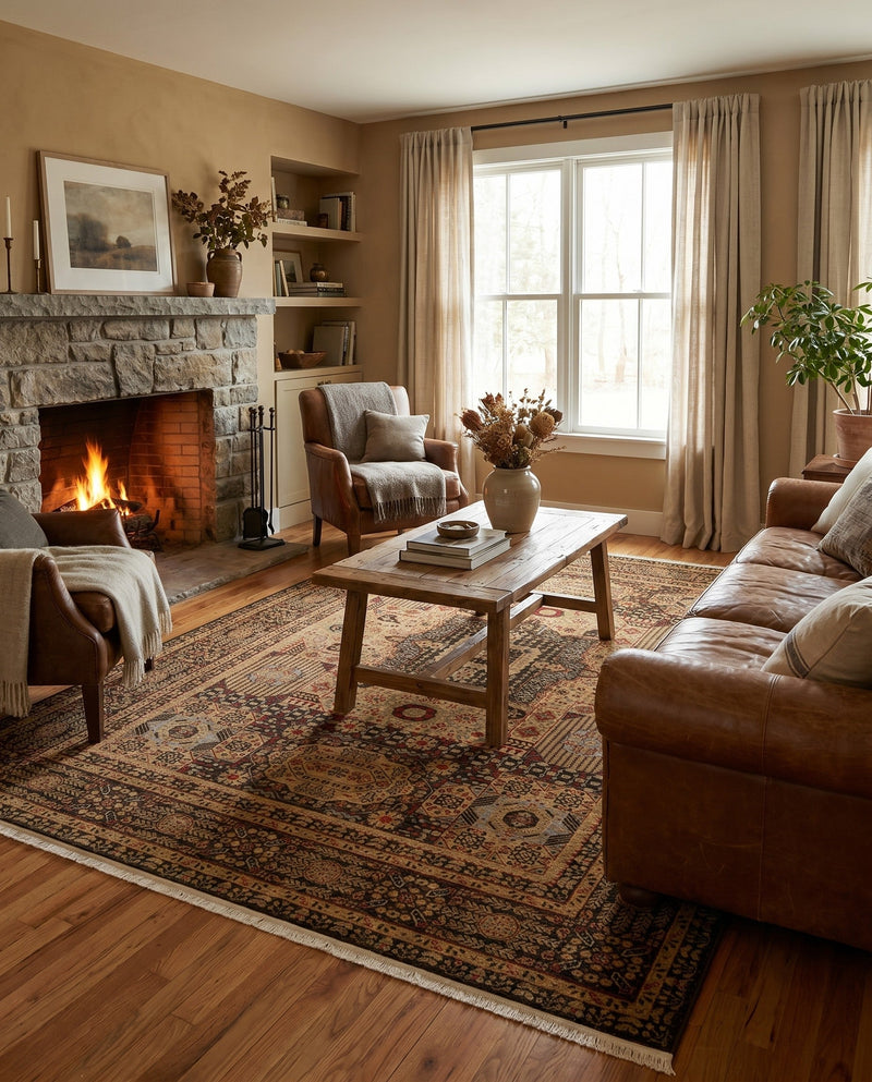 Ottoman Elegance Collection Area Rug - Sultan Rectangle Brown  lifestyle 65