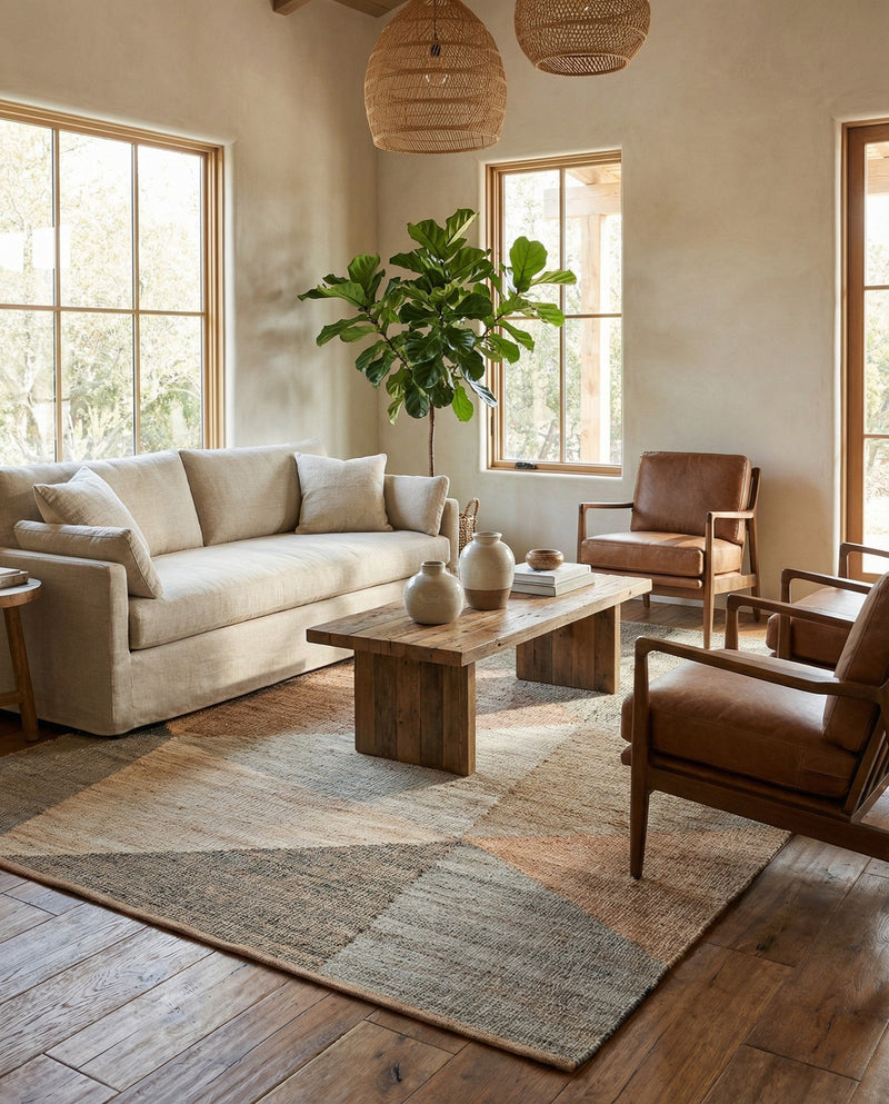 Desert Weave Jute Collection Area Rug -  Mojave Rectangle Multi  lifestyle 20