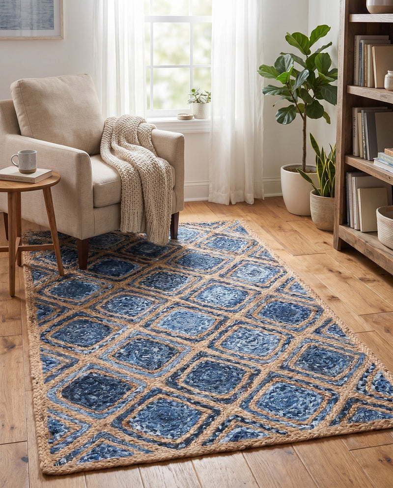 Woven Seaside Jute Collection Area Rug - Marina Rectangle Blue  lifestyle 34