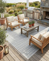 Seaside Stripes Collection Area Rug -  Boardwalk (Teal) Rectangle Teal  lifestyle 36
