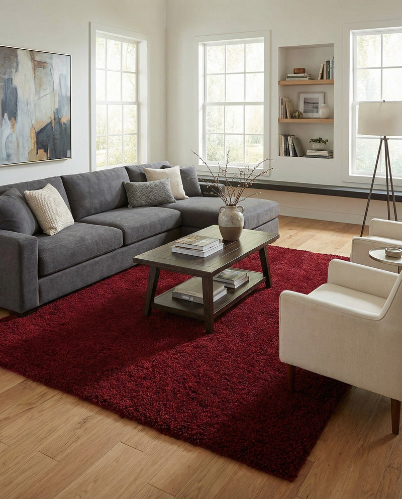 Plush Oasis Collection Area Rug - Serenity (Cherry Red) Rectangle Cherry Red  lifestyle 8