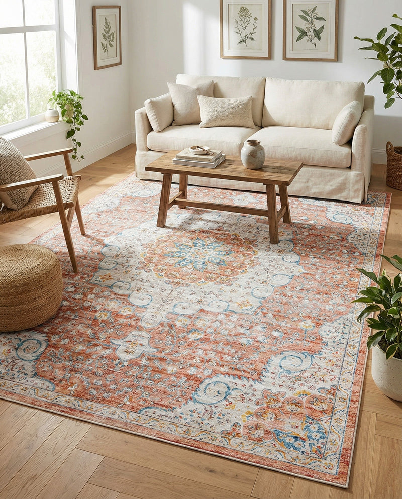 Coastal Haven Collection Area Rug - Seabreeze (Red) Rectangle Red  lifestyle 6