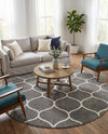 Trellis Mosaic Collection Area Rug -  Pergolatown (Dark Gray) Round Dark Gray  lifestyle 79