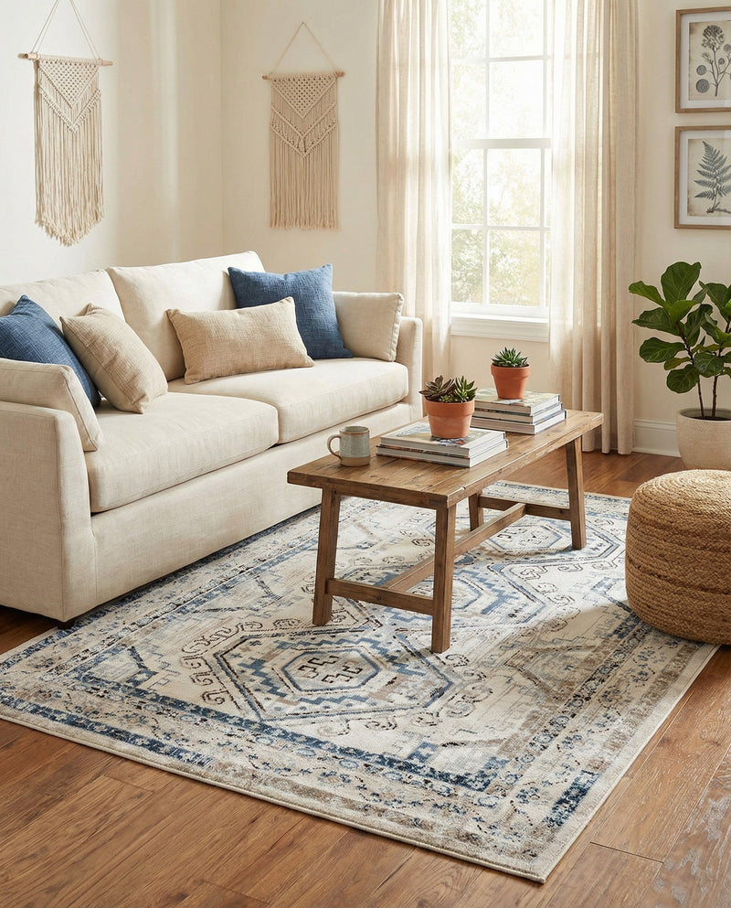 Savannah Elegance Collection Area Rug -  Tybee (Gray Blue) Rectangle Gray Blue  lifestyle 21