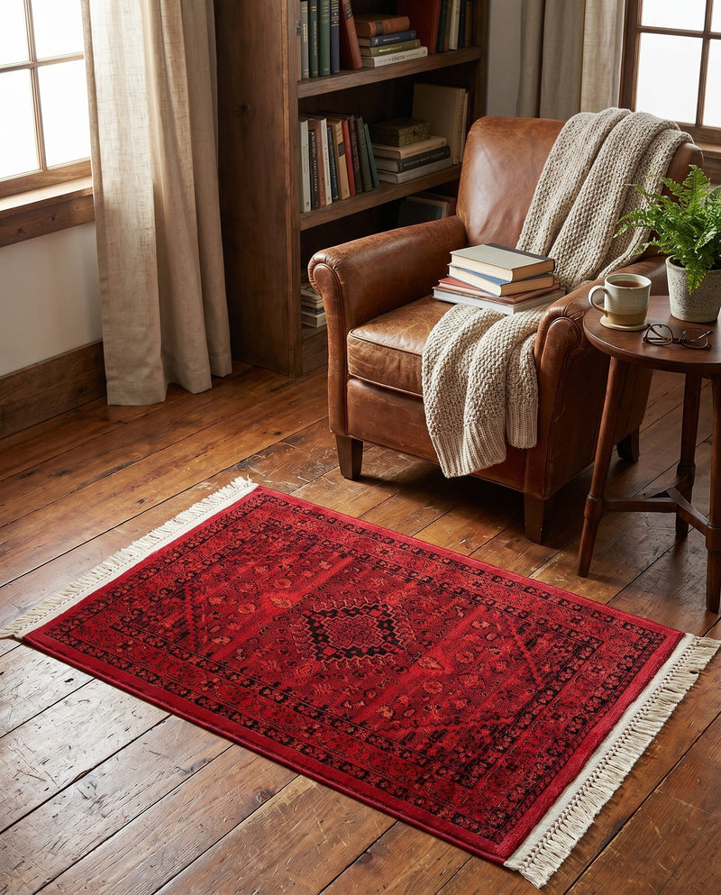 Samarkand Elegance Collection Area Rug -  Zarafshan Rectangle Red  lifestyle 31