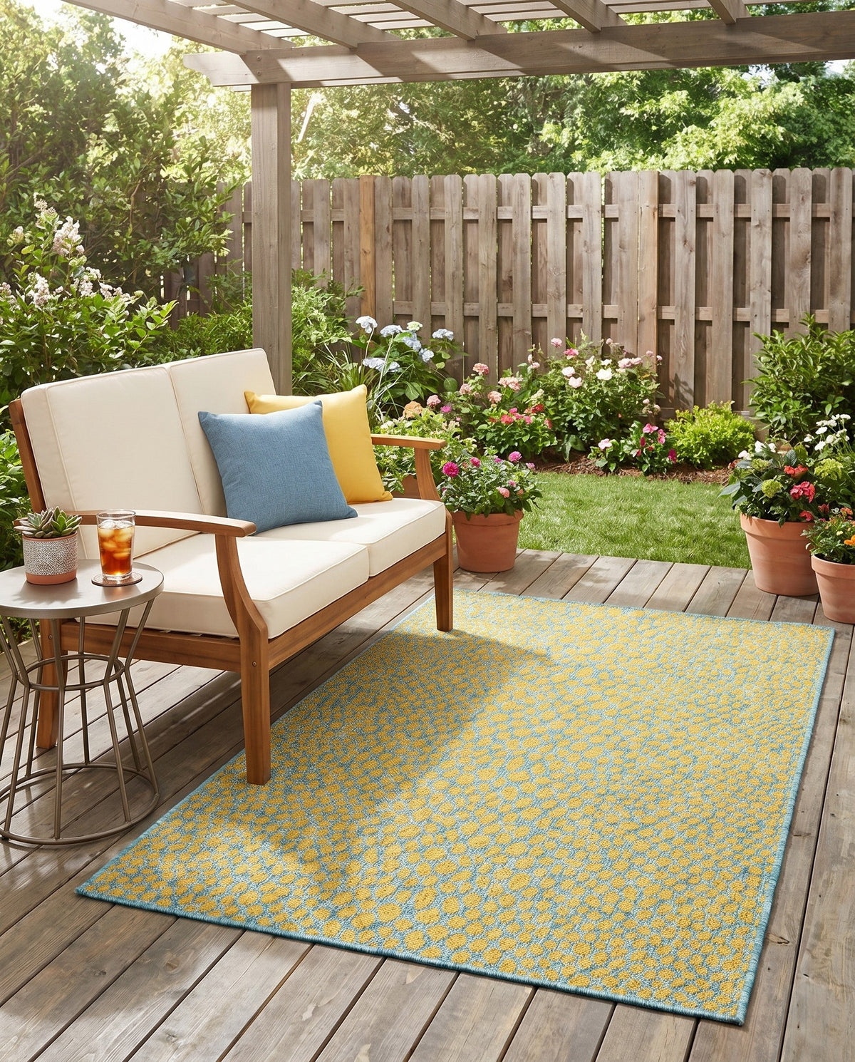 Urban Oasis Rugs Collection Area Rug -  Terrace (Yellow and Aqua) Rectangle Yellow and Aqua  lifestyle 6