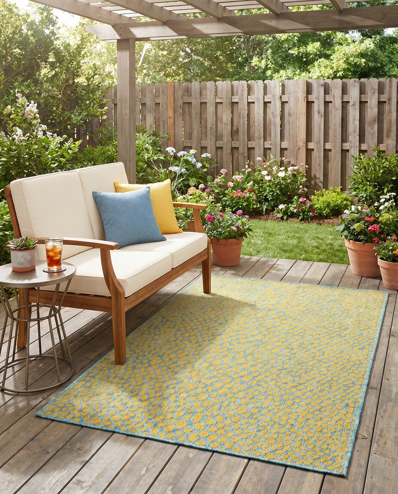 Urban Oasis Rugs Collection Area Rug -  Terrace (Yellow and Aqua) Rectangle Yellow and Aqua  lifestyle 6