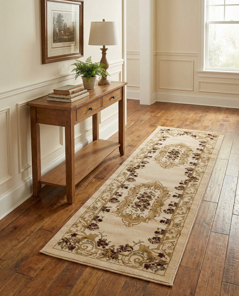 Versailles Elegance Collection Area Rug -  Louveciennes (Cream) Runner Cream  lifestyle 41