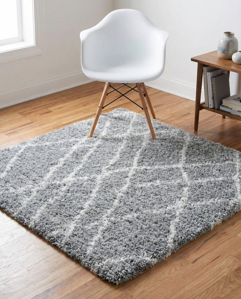 Cozy Haven Shag Collection Area Rug - Serenity (Cloud Gray) Square Cloud Gray  lifestyle 36