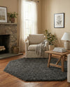 Plush Oasis Collection Area Rug - Serenity (Graphite Gray) Octagon Graphite Gray  lifestyle 32