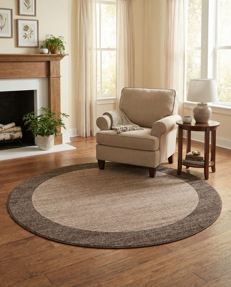 Studio Haven Collection Area Rug -  Conservatory (Light Brown) Round Light Brown  lifestyle 70