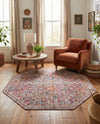 Vintage Memories Collection Area Rug -  Flashback Octagon Ivory and Pink  lifestyle 38
