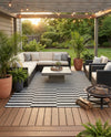 Seaside Stripes Collection Area Rug - Cabana (Charcoal) Rectangle Charcoal  lifestyle 10