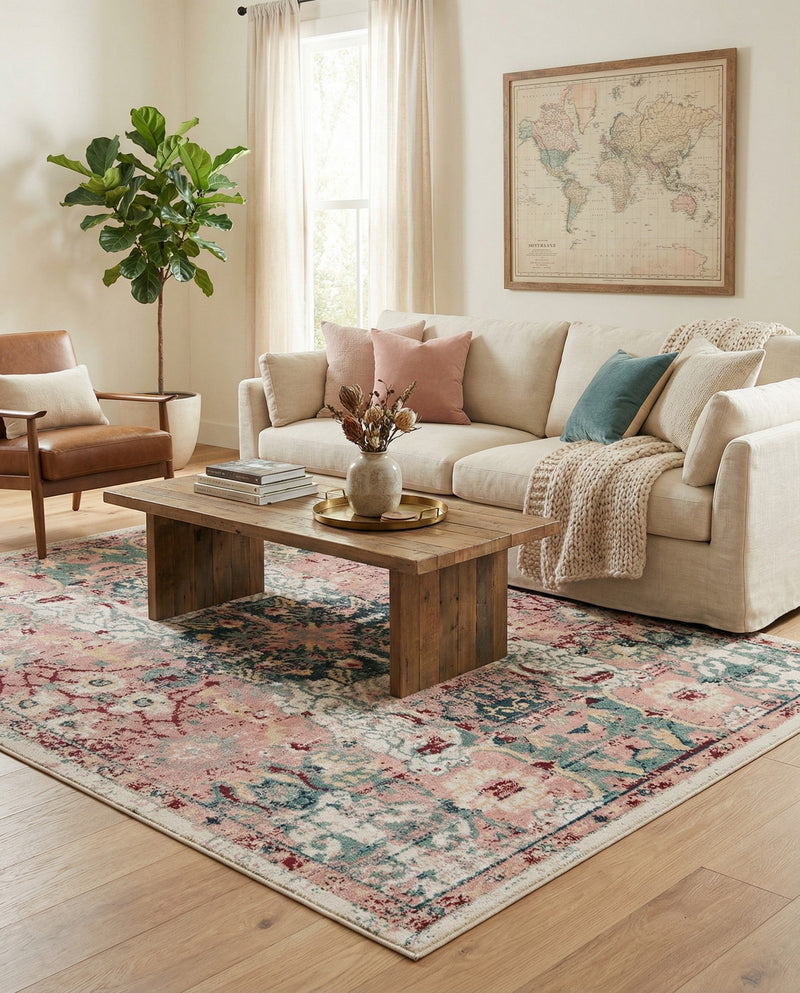 Savannah Elegance Collection Area Rug -  Azalea Rectangle Pink  lifestyle 39