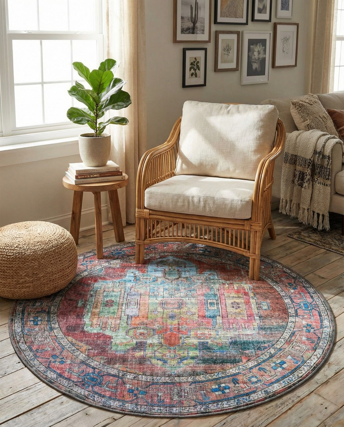Zahara Oasis Collection Area Rug - Sahara Round Multi  lifestyle 152