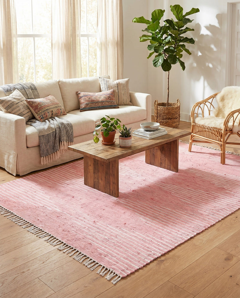 Thar Cotton Collection Area Rug - Jaisalmer (Rose) Rectangle Rose  lifestyle 20